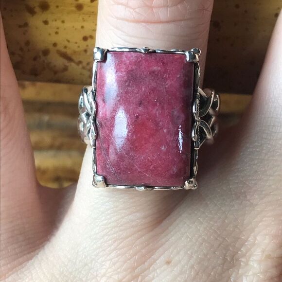 Norwegian Thulite Sterling Silver Ring Size 7